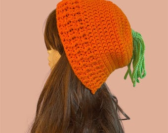 Gorro holgado de crochet con parte superior de zanahoria, unisex, inclusivo