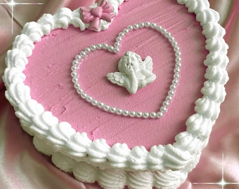 heart fake vintage cake cherub jewelry box