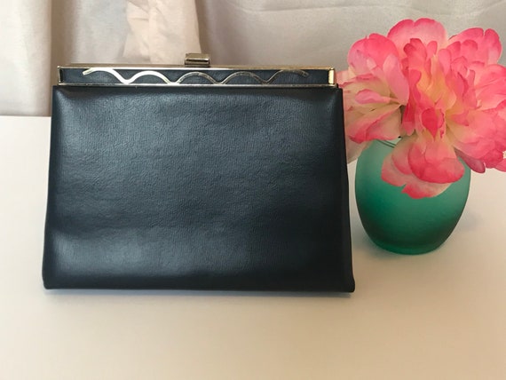 1950s Navy Frame Bag Clutch by Ande' - image 1