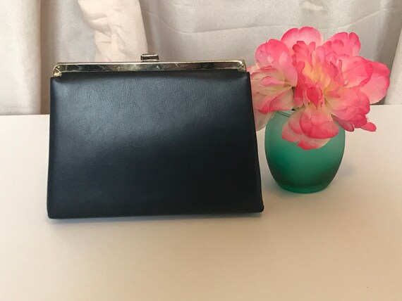 1950s Navy Frame Bag Clutch by Ande' - image 2