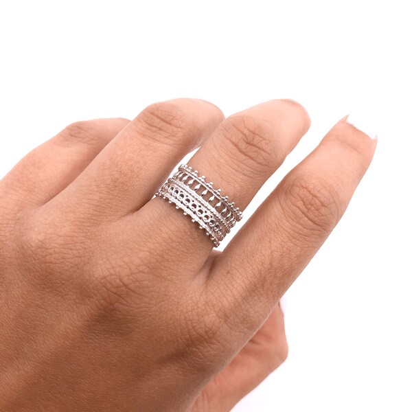 Bague large argent 925, Bague argent femme, Bague bohème argent, Bague tendance, Bague fine argent, Bague argent femme