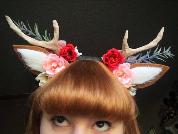 antler flower headband