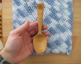 Cherry Spoon, Hand Carved and Handmade, Reclaimed Wood, Eating Spoon, Wooden Utensil, Great Gift, Made with Only Hand Tools