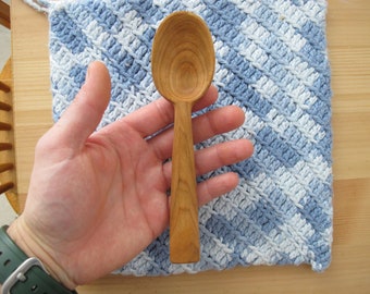 Cherry Spoon, Hand Carved and Handmade, Reclaimed Wood, Eating Spoon, Wooden Utensil, Great Gift, Made with Only Hand Tools