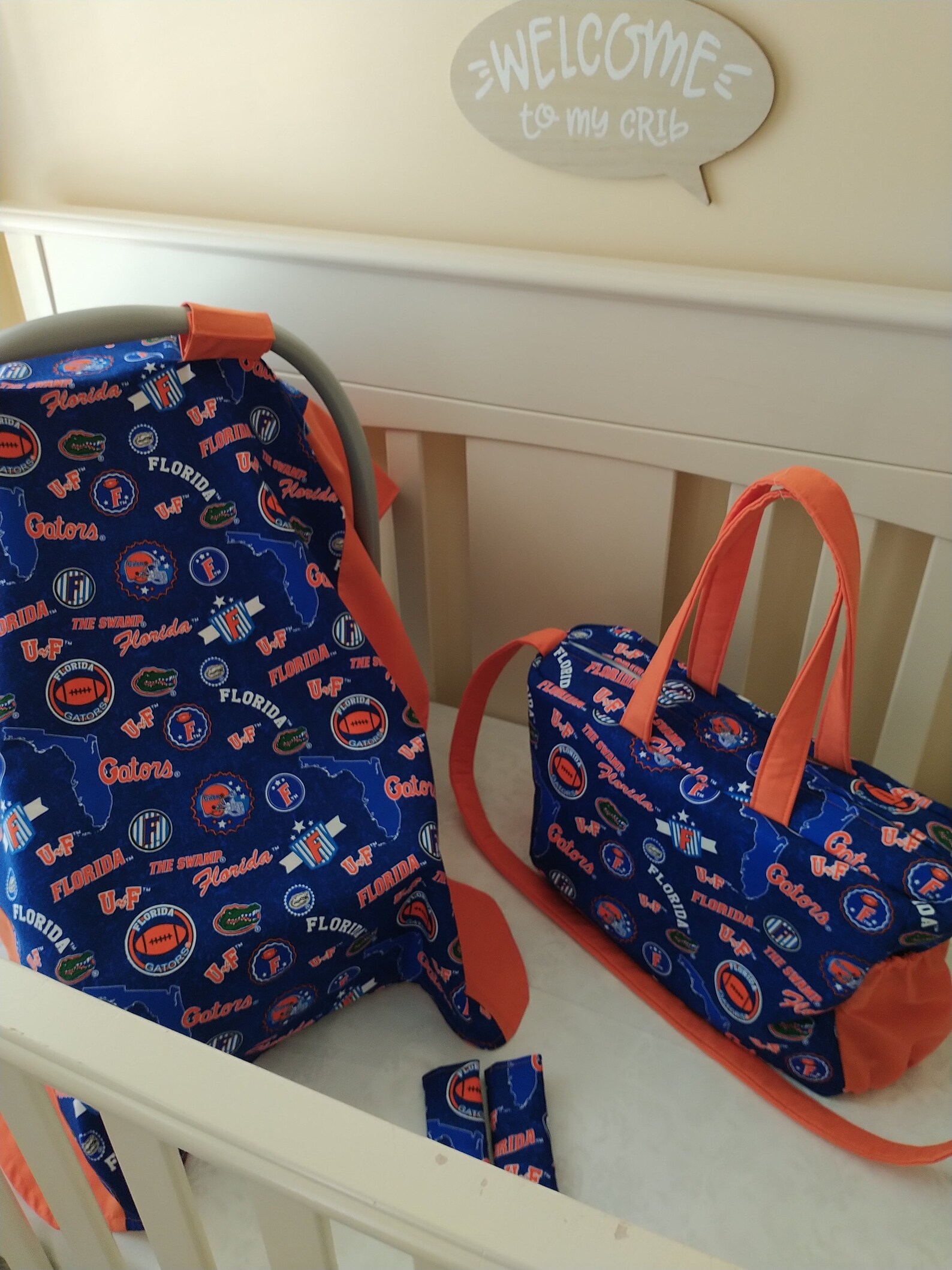 Florida Gators canopy cover and diaper bag by Laurenleebelle Etsy