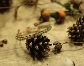 Braided copper wire bracelet / aventurine