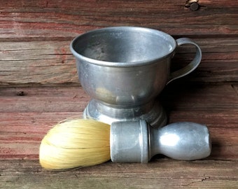 Aluminium Professional Barber's Shaving Set - Carl Monkhouse CMON A-3 - Made in Germany Shaving Brush and Shaving Cup