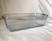 Fire King 9.75 quot Blue Periwinkle Sapphire Rectangle Glass Bread Cake Meatloaf Pan with Embossed Design