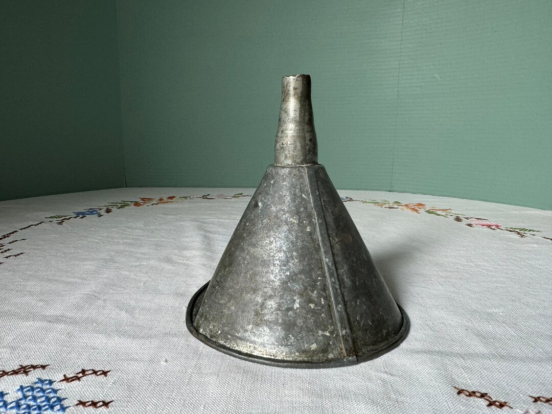 Vintage Funnel : Small Round Thick Galvanized Metal Sieve Strainer Mid ...