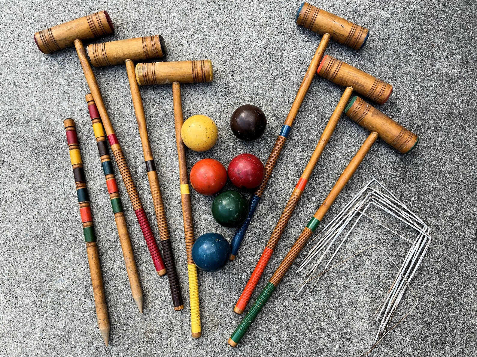 Vintage Croquet Set Blue Metal Wheeled Rack with Metal Carry Etsy