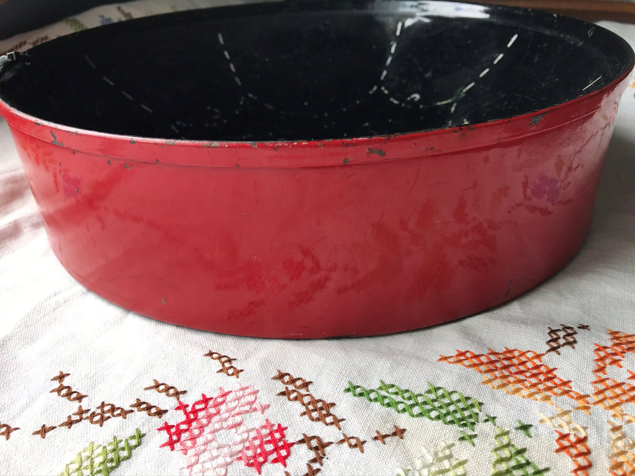 Vintage Steel Drum: Woodstock Percussion Red Black Calypso