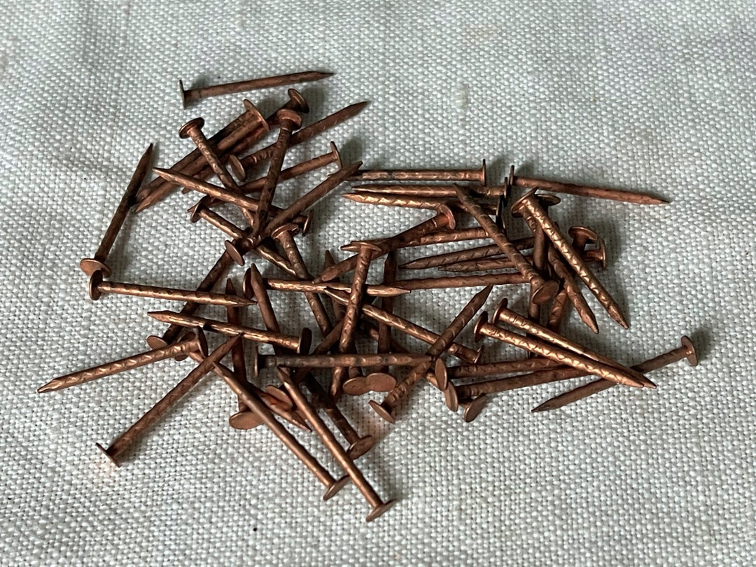 Vintage Nails Small Solid Copper Brads Tacks 2 Cm Long Sharp Point