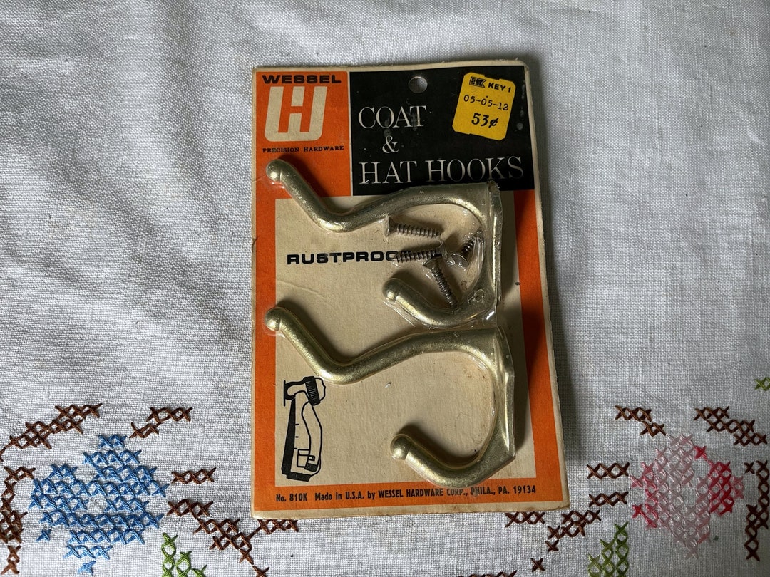 Vintage Hooks Wessel Hardware Kmart Wall Hook Set 2 NOS Coat Pot