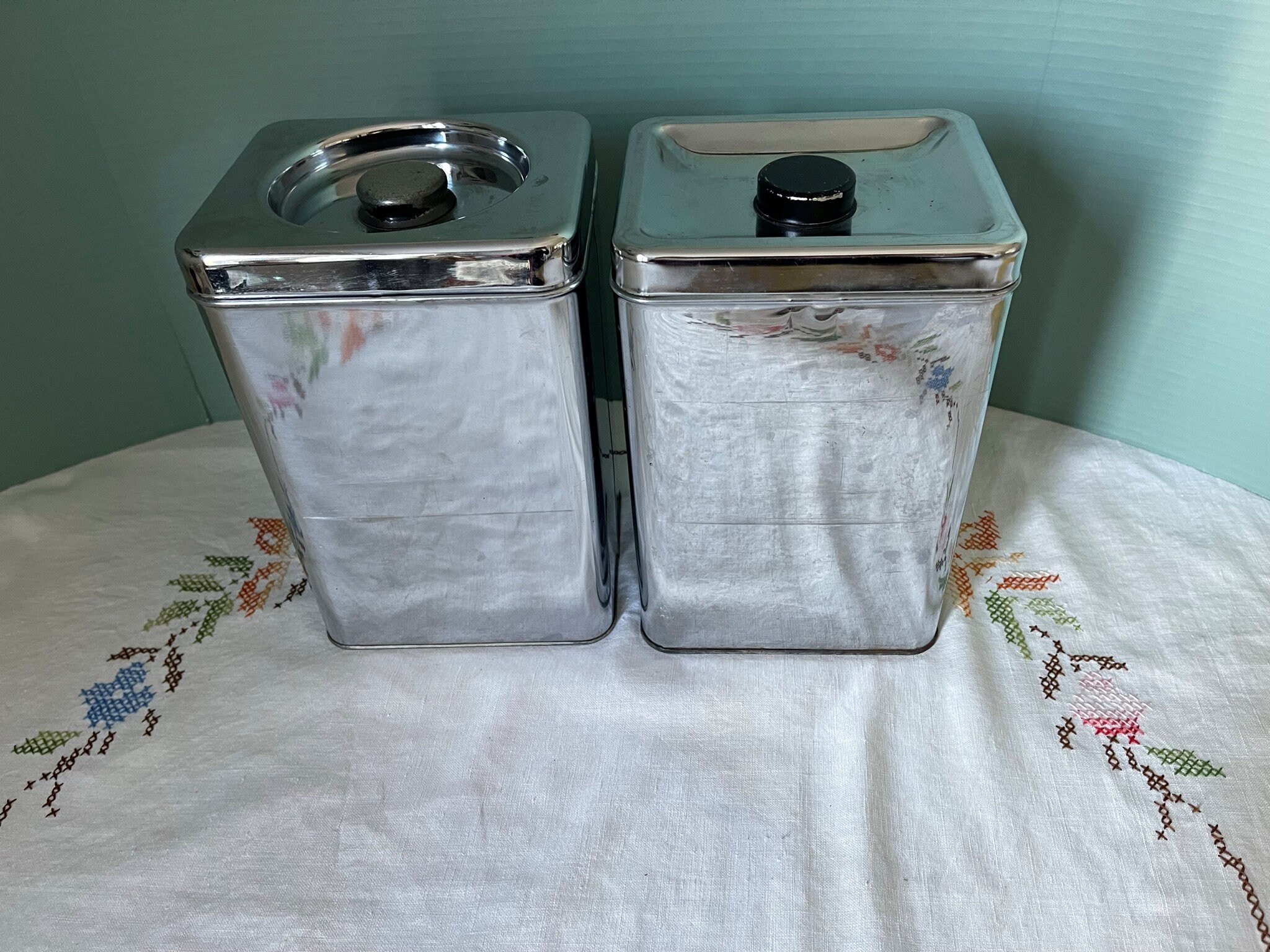 Vintage Lincoln Beautyware Pink And Copper Canister Set Of 4