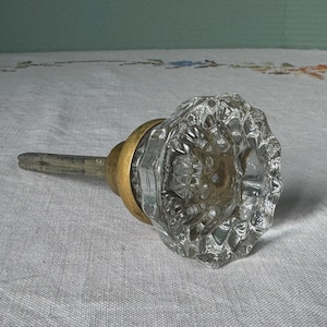 Vintage Door Knob : 2" Glass and Brass with Shaft Mechanism Replacement, Coat Hook Craft Creative Household Decor Garden Shiny Sun Reflector
