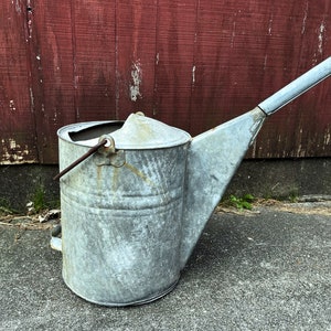 Vintage Water Can : #12 Galvanized Watering Can Bail Wire Tip Handle Frankenstein Tip Hanging Plant Head Rustic Garden Planter Porch Decor