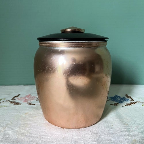Vintage Canister Kromex Rose Gold Copper Colored Aluminum Grease