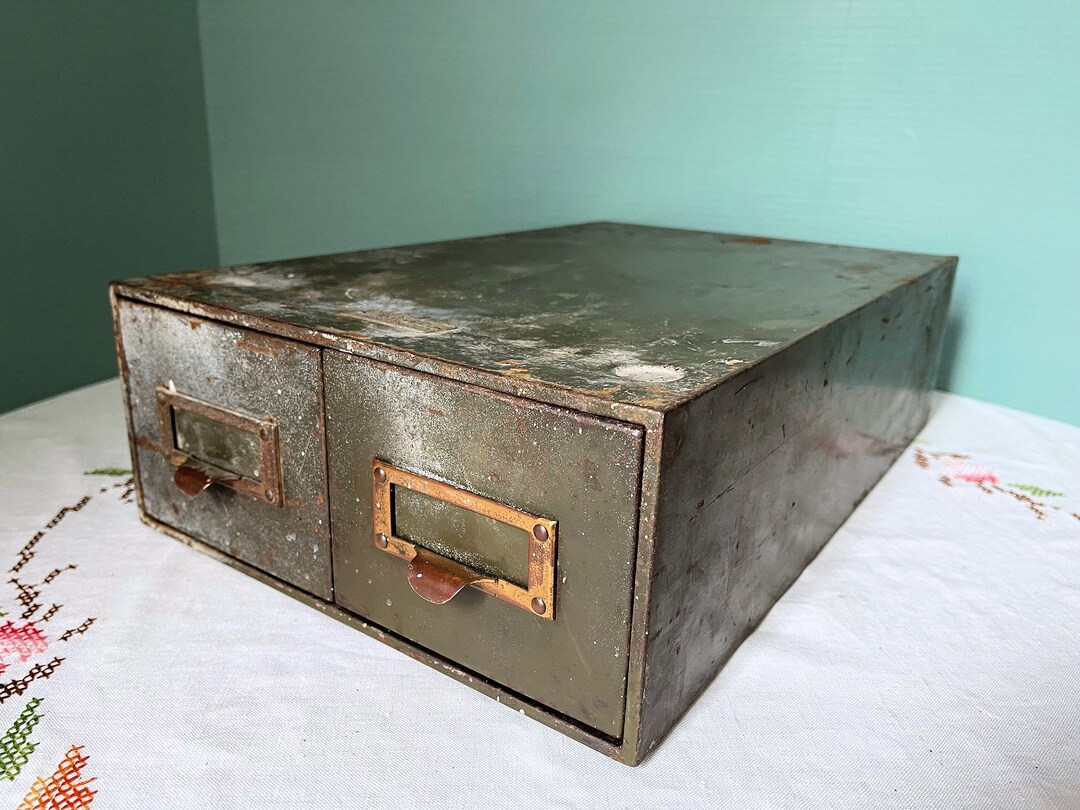Vintage File All Steel General Fireproofing Co 2 Drawer Army