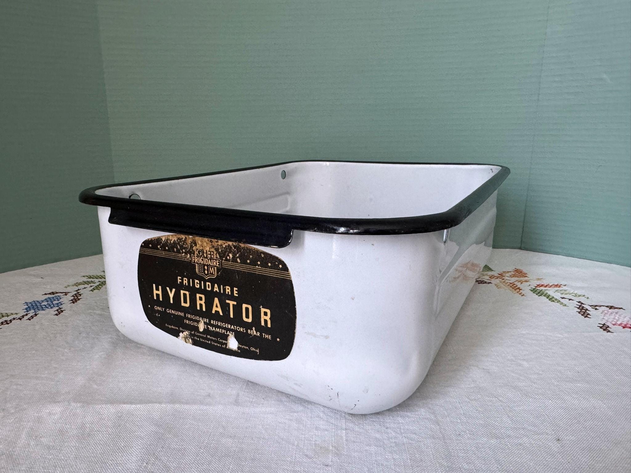 2 Bacs Hydrator Frigidaire Vintage – émail Porcelaine, Années 60/70, Pour FPI-17QTS