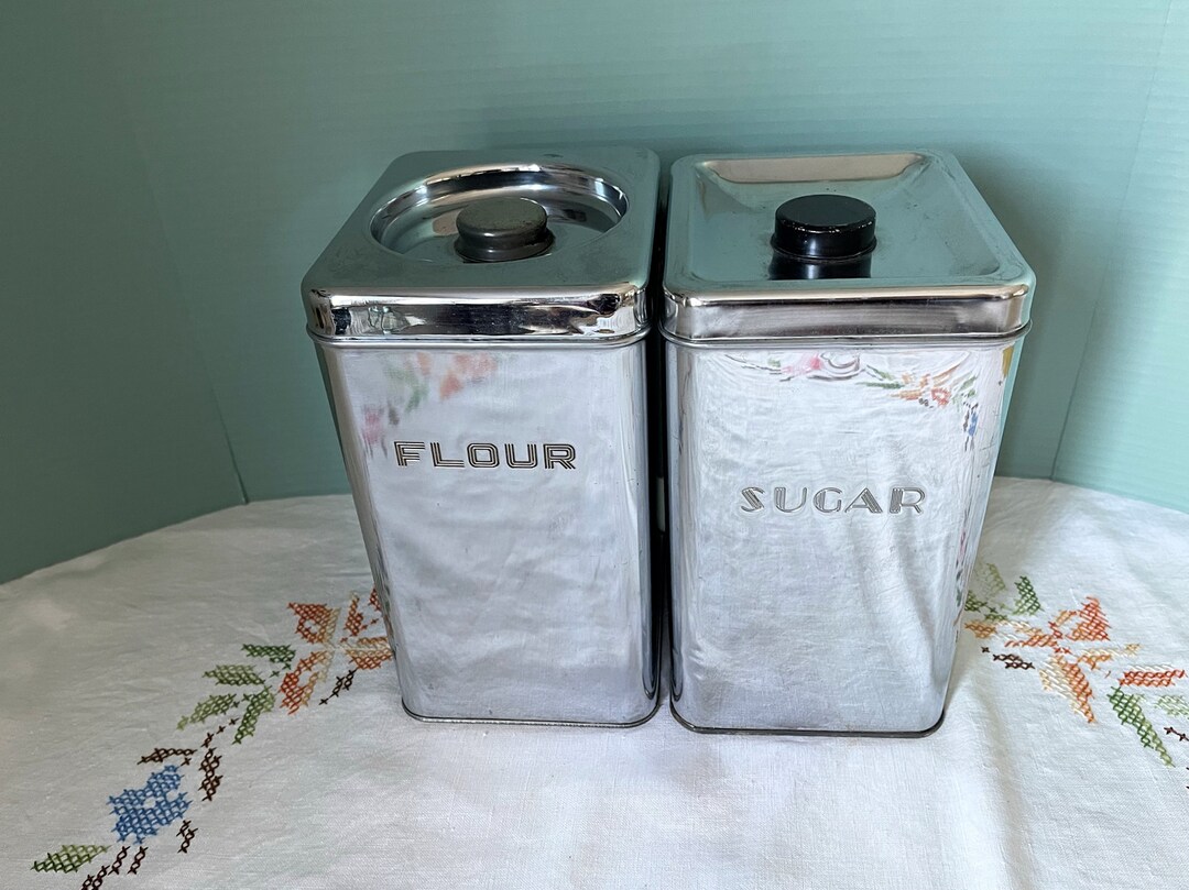 Vintage Lincoln Beautyware Canister Set of 4 Crome Stainless