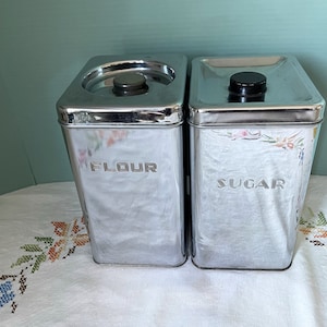 Vintage Canister : Lincoln Beautyware Flour / Garnerware Sugar Canister Art Deco Embossed Label Kitchen Storage Replacement - CHOOSE ONE