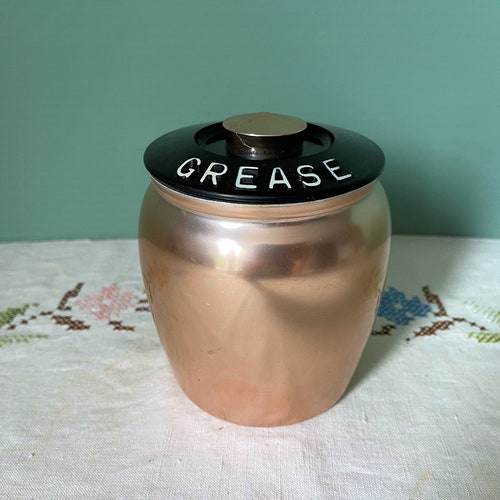 Vintage Canister Kromex Rose Gold Copper Colored Aluminum Grease
