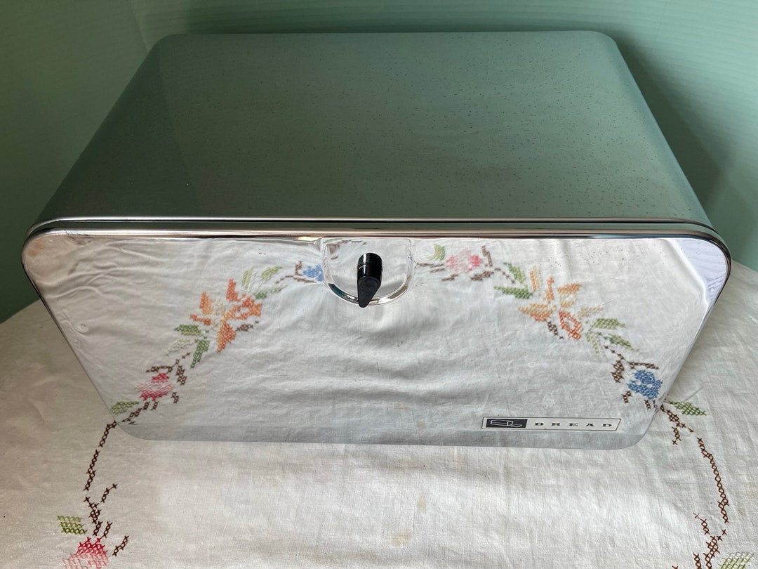 Vintage Bread Box Pantry Queen Kmart Large Chrome Bread Box Etsy