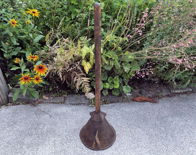 Antique Laundry Agitator Hobart Rusty Metal Wood Wooden Handle Wash