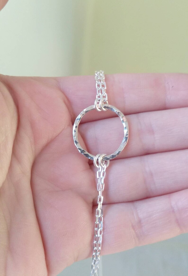 O ring Sterling silver Necklace With Dangling silver Chains Etsy