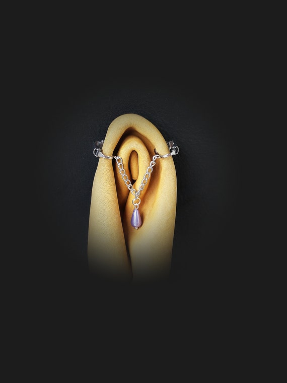 Joyería del clítoris falsa con perla azul non - Etsy España