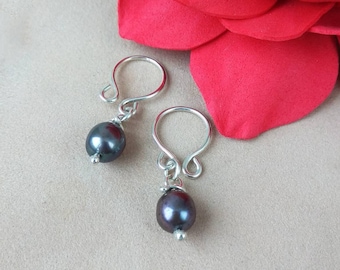 Non Piercing Nipple Rings with freshwater pearls in sterling silver