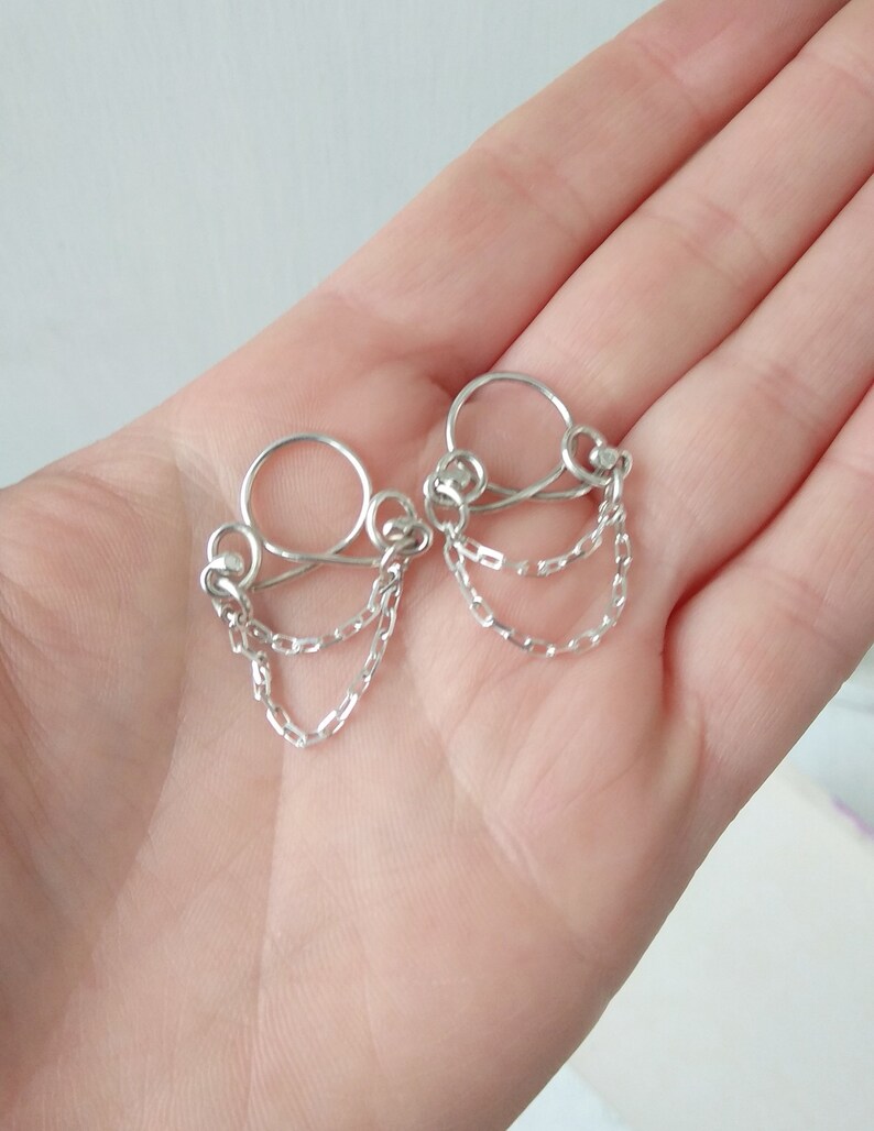 Nipple rings with sterling silver chainsNipple DanglesNon Etsy