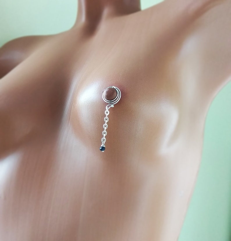 Non Piercing Nipple Rings With blue beads