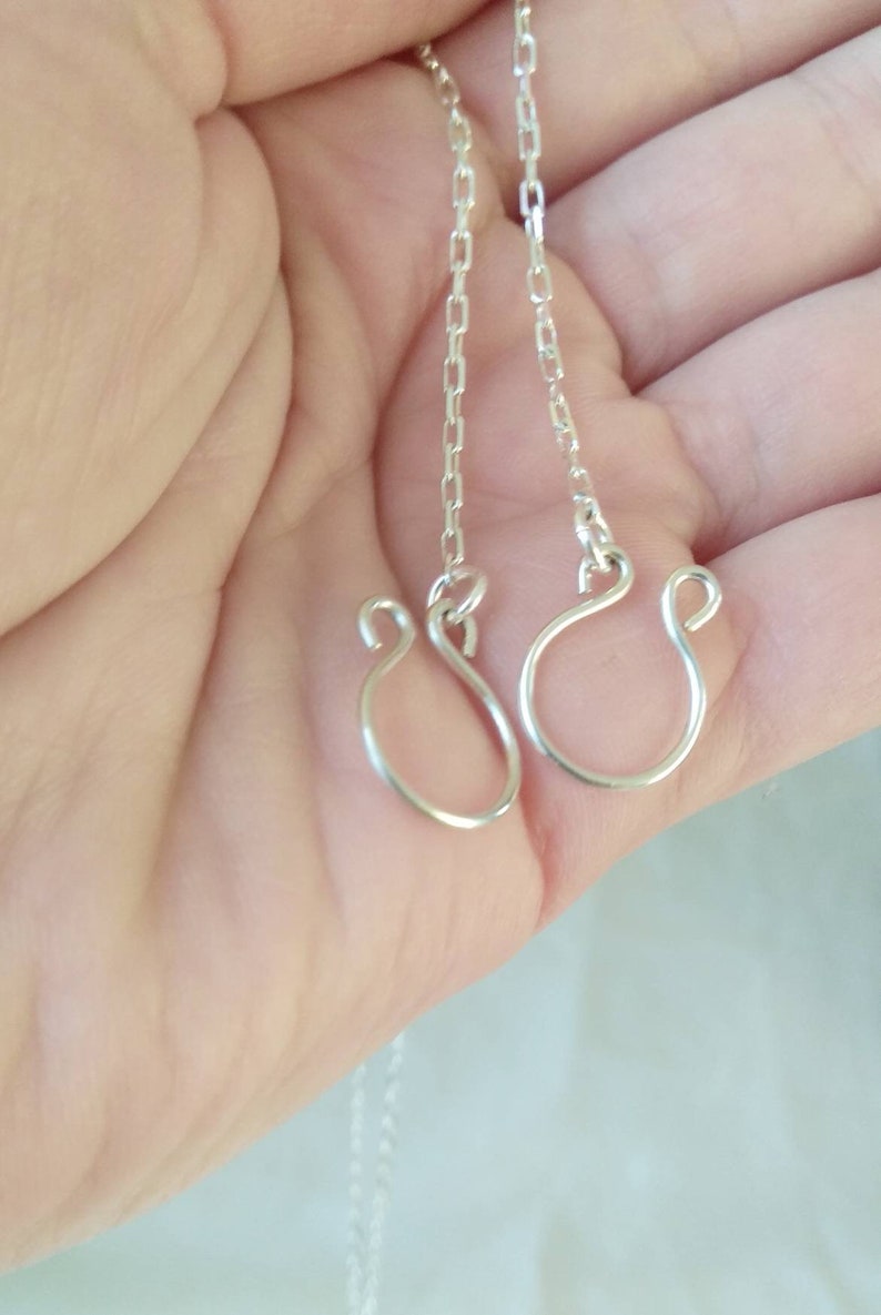 O ring Sterling silver Necklace With Dangling silver Chains Etsy