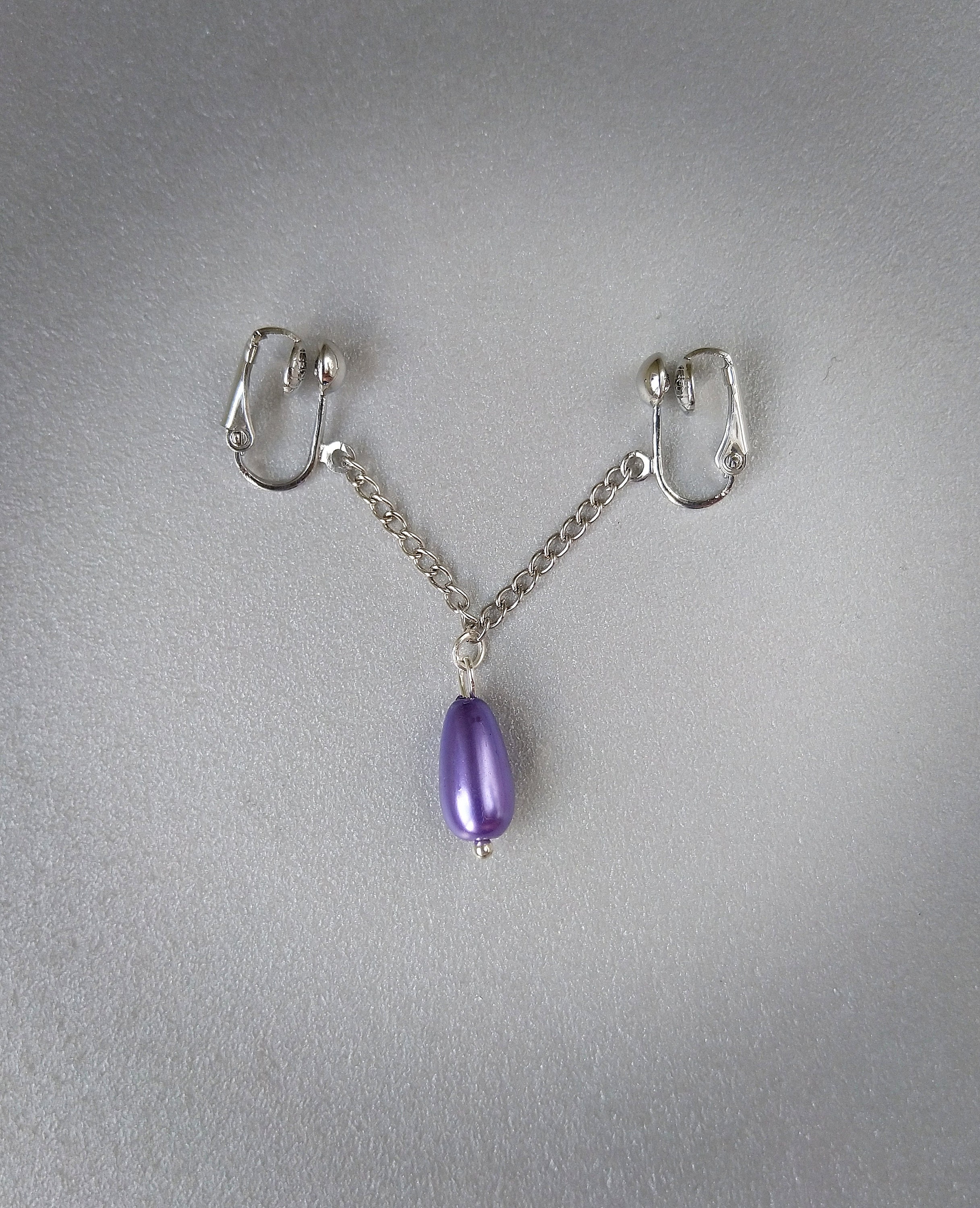 Clitoral Sieraden Faux piercing met ketting en paarse parel Etsy