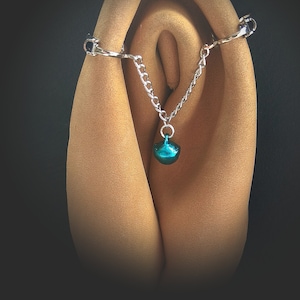 Bdsm Jewelry non piercing rings for labia Silver rings and chains with  bells clit jewelry - Pinch the Muse
