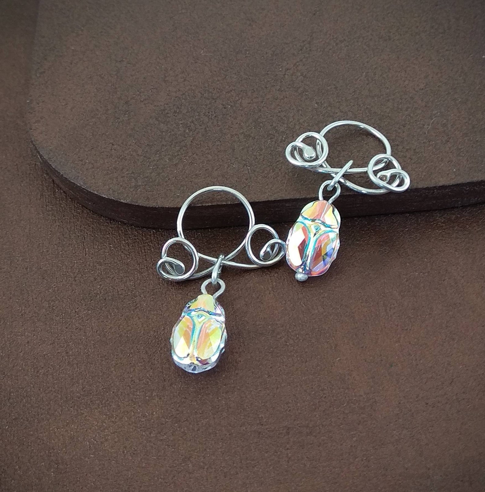 Sterling silver Nipple rings with Swarovski crystal Scarab Etsy