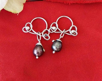 Non Piercing Nipple Rings with freshwater pearls in sterling silver