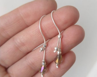 Nipple Dangles  with Rainbow crystal Solid Silver Body Jewelry