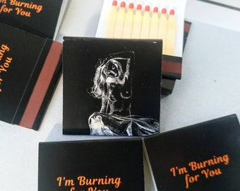 10 boxes Black matches " I'm burning for you " matchbooks birthday with red head strikers 8 strike