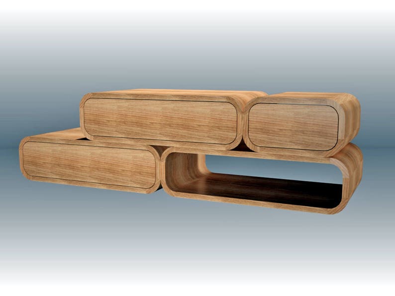 Wood Tv Stand Console Cabinet Dresser With Drawers Round Image 0