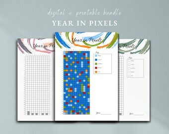Jahr in Pixel | Planer | Druckbare Tracker | Jahresübersicht | Bullet Journal | Jährlicher Stimmungstagebuch