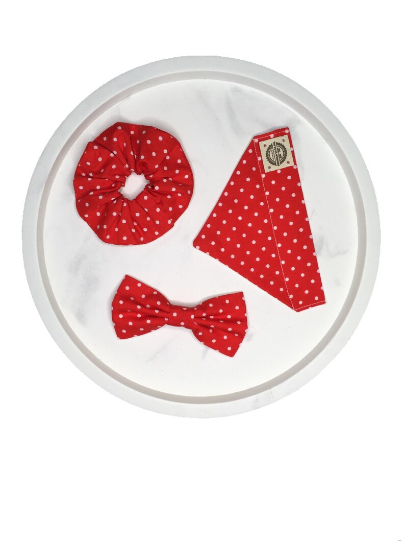 Handmade Red Polka Dot Dog Cat Bow Tie