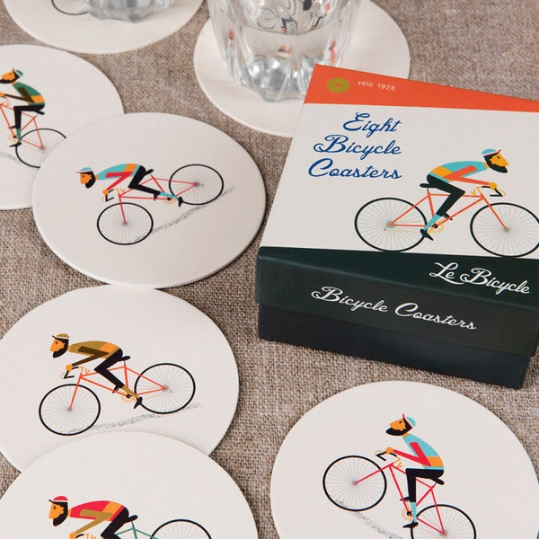 8 x Bicycle Cycling Retro Coasters Tour De Yorkshire Stocking Filler Christmas Cycling Bike Gift