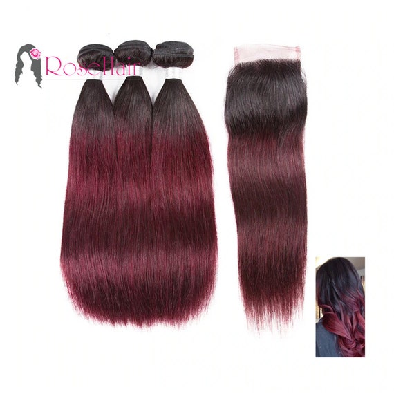 1b 99j Brazilian Virgin Remy Straight Human Hair Weave And Etsy