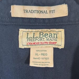 Camisa de gamuza vintage LL Bean, franela de algodón azul marino oscuro, talla XL para hombre