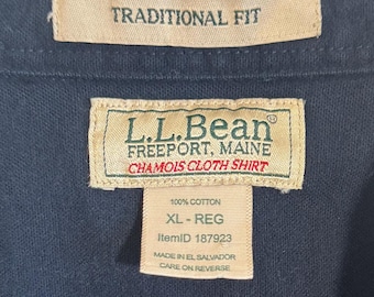 Vintage LL Bean Chamois Shirt, Dark Navy Cotton Flannel, Men's XL
