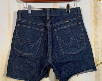 Shorts de mezclilla con lavado oscuro Wrangler de los años 90, cintura de 32", 100 % algodón, ¡color menta!