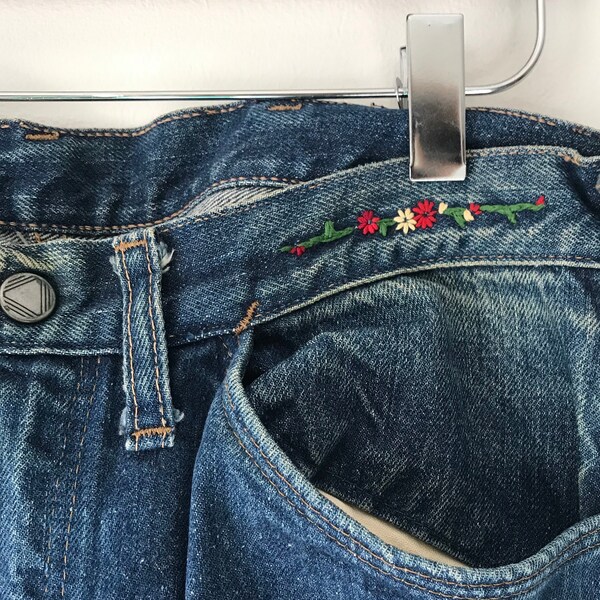 Embroidery Jeans - Etsy