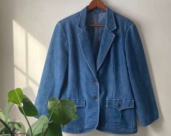blue denim blazer